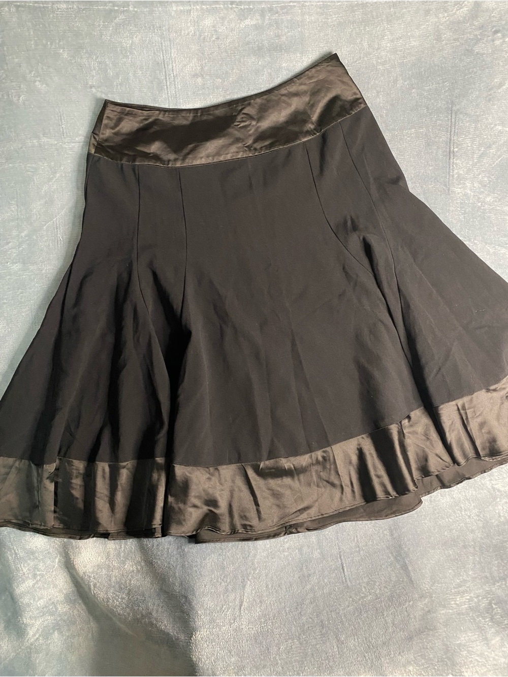 Balletcore Sunny Leigh Black A-Line Midi Skirt with Satin Panels size 8